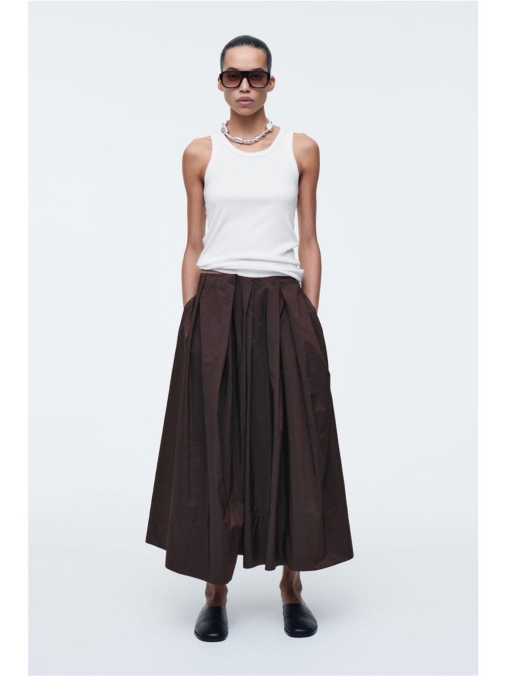 COS Voluminous Pleated Culottes in Brown, US 12 NWT